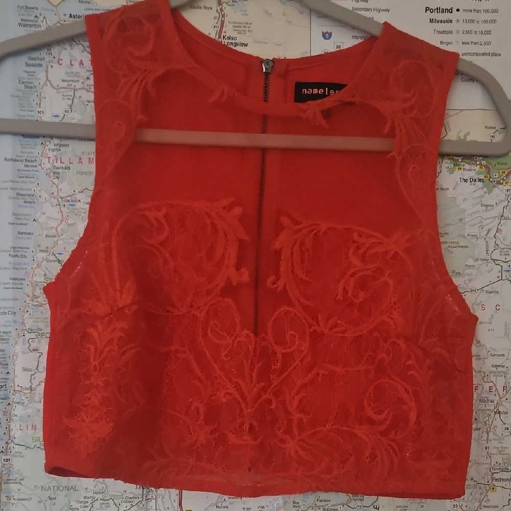 Nameless Vibrant Red Lace Tank Top